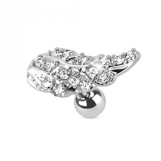 Piercing tragus / cartilage avec aile d'ange pav�e de pierres