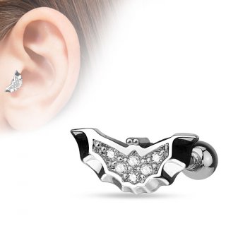 Piercing tragus / cartilage en forme de chauve-souris pav�e de strass