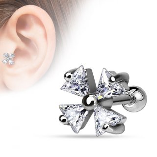 Piercing tragus / cartilage style tr�fle � 4 feuilles