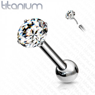 Piercing tragus / cartilage Titane push-fit � zirconium clair