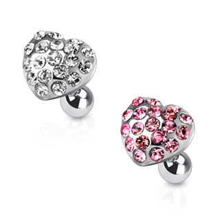 Piercing tragus coeur bomb� pav� de pierres