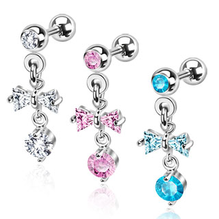 Piercing tragus double pendentif � noeud papillon
