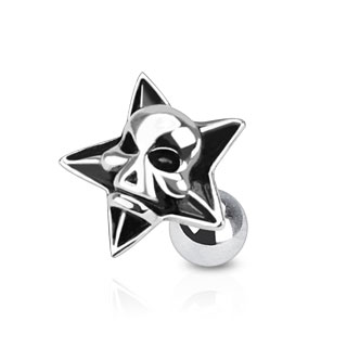 Piercing tragus t�te de mort et pentagramme