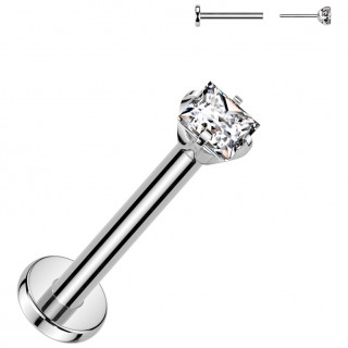 Piercing � Zirconium carr� en Titane push-in (nostril, l�vre et oreille)