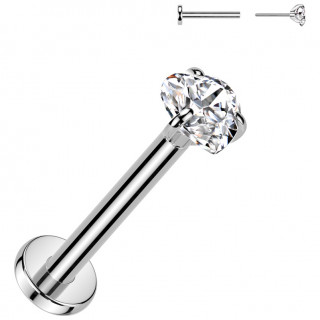 Piercing � Zirconium coeur en Titane push-in (nostril, l�vre et oreille)
