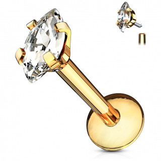 Piercing � zirconium taill� en marquise  (l�vre, cartilage...) - Dor�