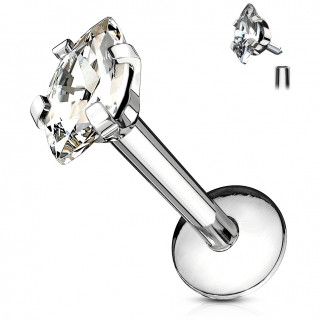 Piercing strass en amande  (l�vre, cartilage...) - Gris