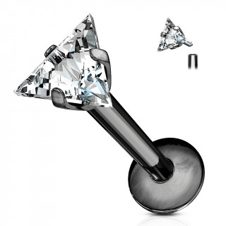 Piercing � zirconium taill� en triangle  (l�vre, cartilage...) - Noir