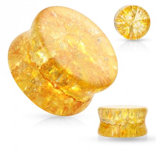 Plug en verre jaune topaze aspec bris�