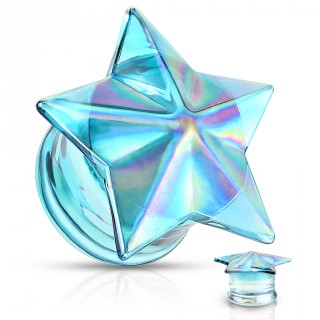 Plug �toil� en verre Bleu nuanc� Aurore Bor�ale