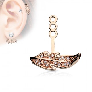 Rajout � feuille pav�e de strass - Cuivr�