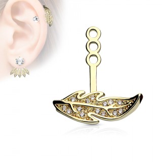 Rajout � feuille pav�e de strass - Dor�