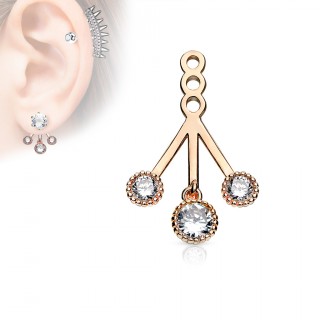 Rajout cuivr� � 3 branches � strass perl�s