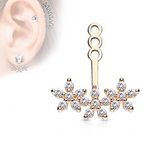 Rajout cuivr� � trio de fleurs pav�es de strass