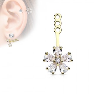 Rajout dor� en forme de fleur � 5 strass