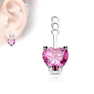 Rajout serti d'une pierre en coeur - Rose