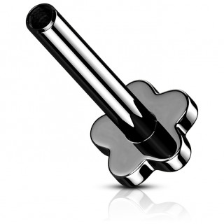 Tige de piercing labret push-in en Titane noir � base en forme de fleur